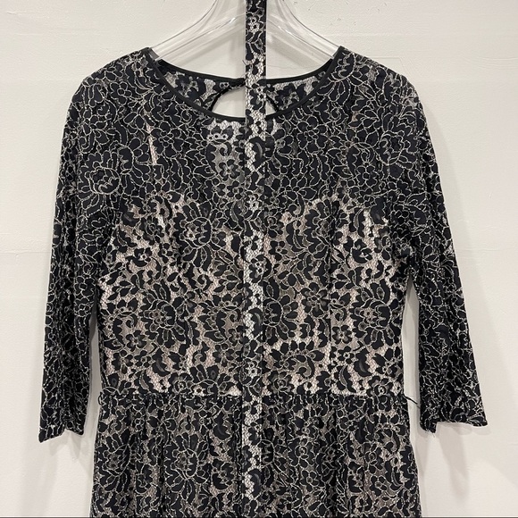 Eliza J Black Lace Fit & Flare Dress Knee Length Elbow Length Sleeve Size 14 - Picture 3 of 8